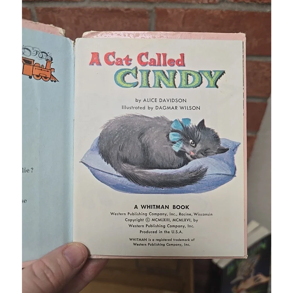 Vtg 1963 A Cat Called Cindy by Alice Davidson Hardcover Children's Book Ephemera